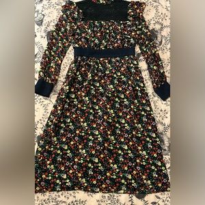 Mod Cloth + Anna sui High Collar LS Maxi Lace Floral Dress